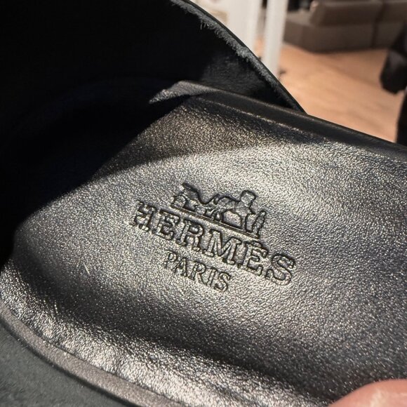 Hermès Black Leather Elda Wedges Espadrilles H Sandals - Picture 11 of 12